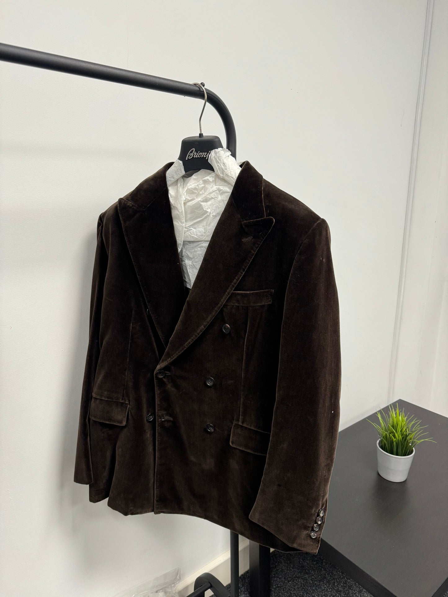 Brioni Virgilio DB Jacket In Brown Velvet