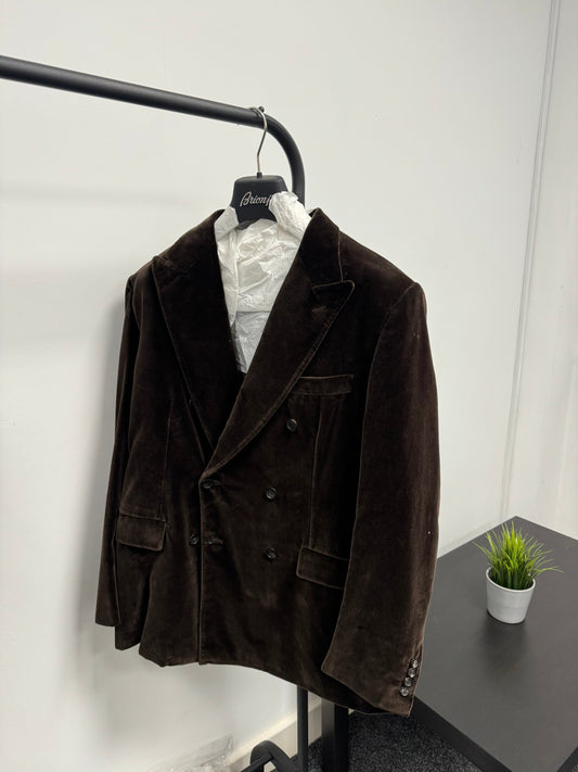 Brioni Virgilio DB Jacket In Brown Velvet